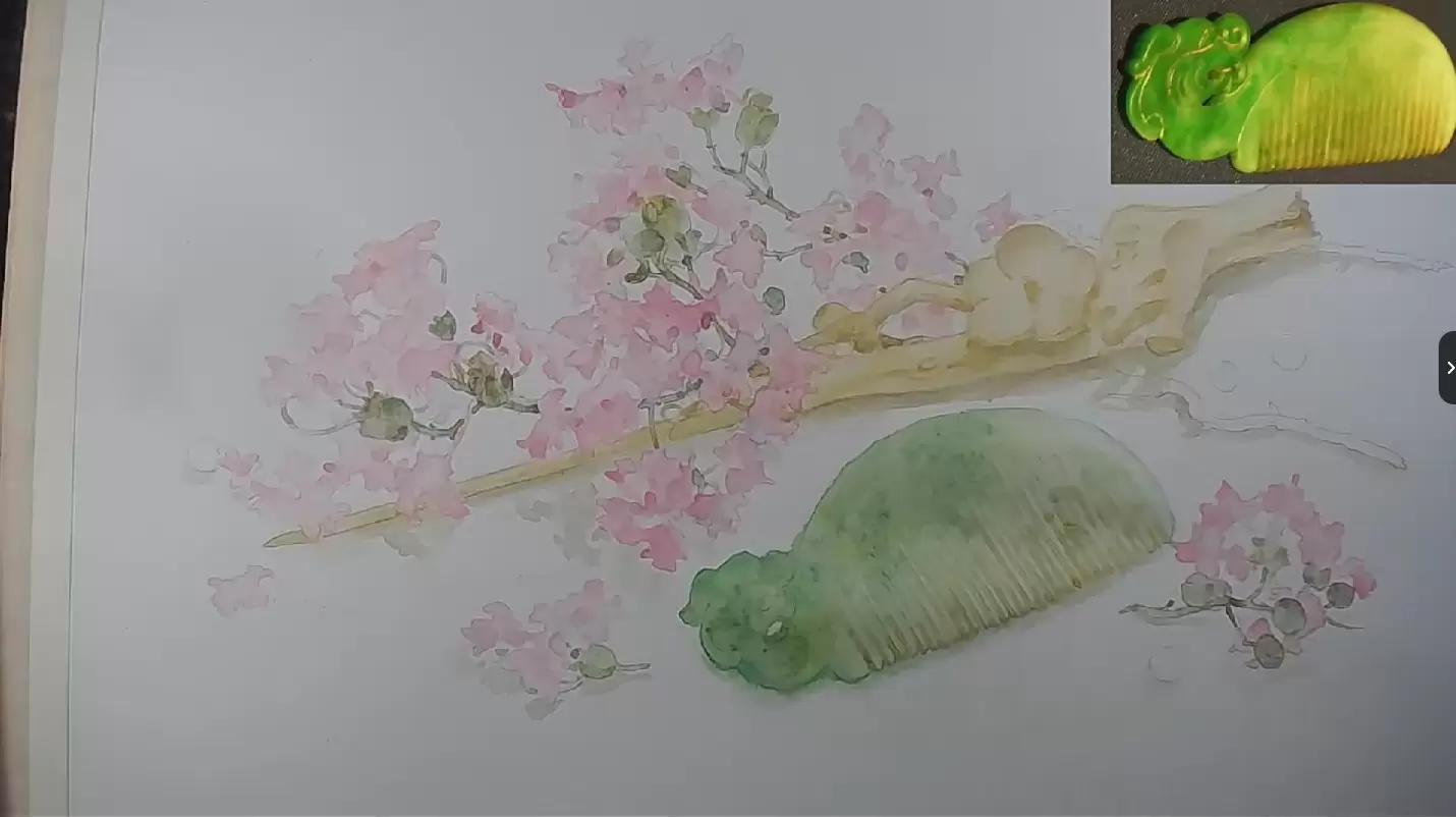 溪风桃年花草器物插画课107期2022年3