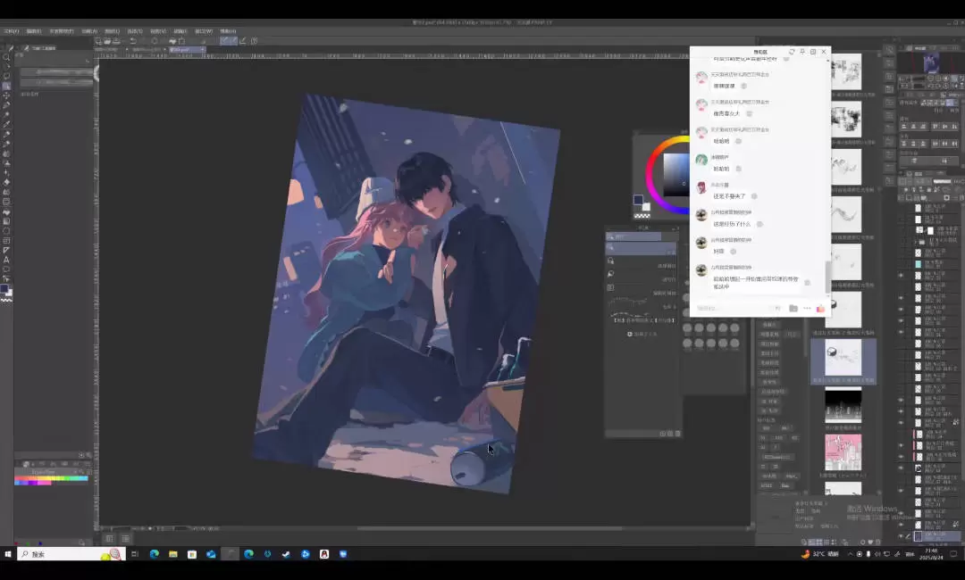 小泽喵双人氛围插画2025年3